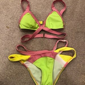 Neon Strappy Bikini Set